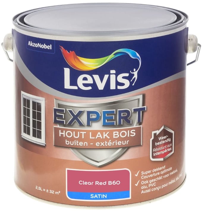 Levis - Expert Hout Lak Buiten Satin Mix - Clear Red B60 - Mengverf - 2,5 L