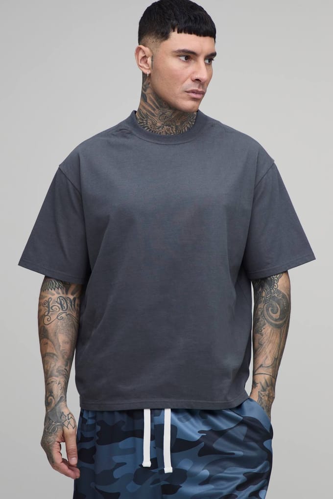 Tall Oversized Super Heavy Soft Touch T-Shirt | Charcoal | Size XL