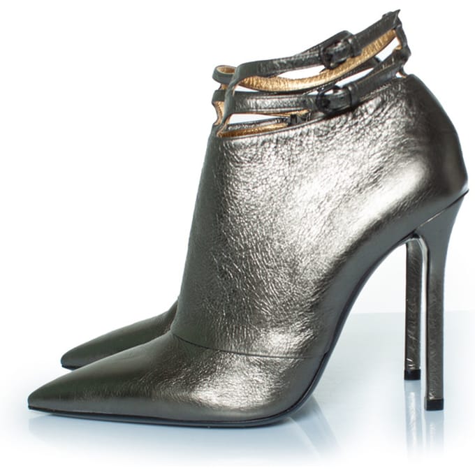 Bottega Veneta metallic leren enkellaarsjes