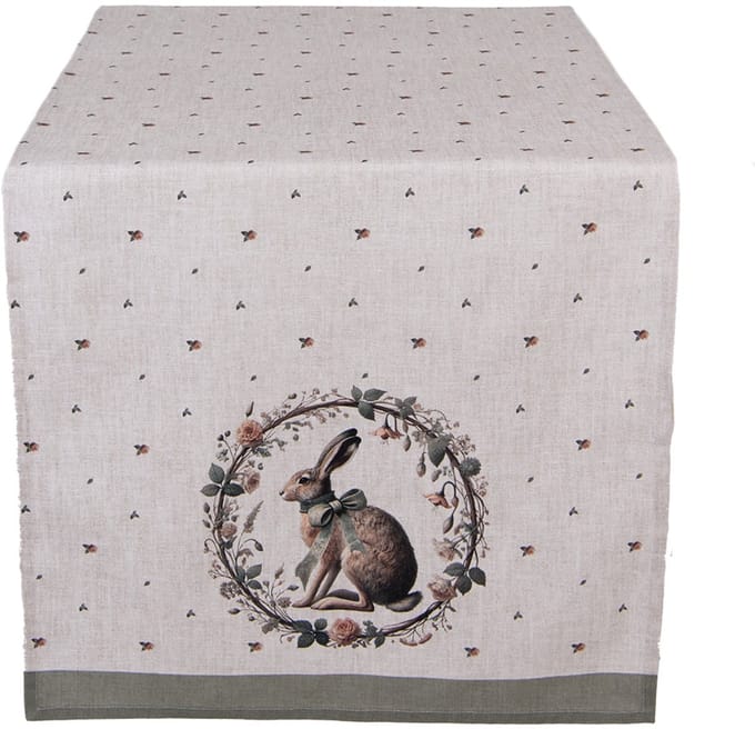 Clayre & Eef Tafelloper 50x140 cm Beige Katoen