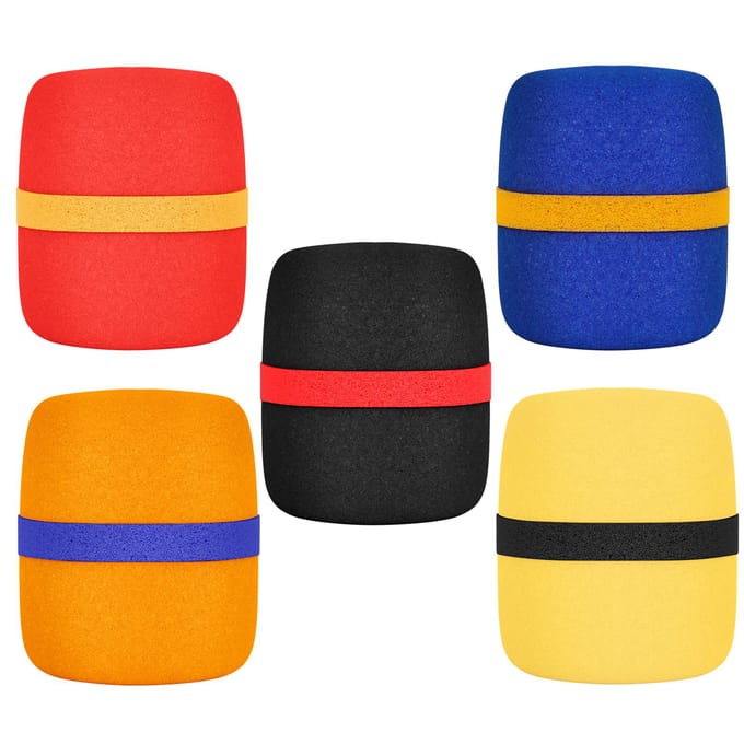 5-pack dik schuim microfoonhoes handmicrofoon voorruit kleurrijke microfoon sponshoes voor karaoke DJ podiumoptreden veelkleurig