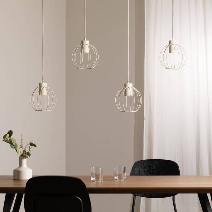 HELAM STARLIGHT hanglamp, crèmewit, 4-lamps, lengte 100 cm metaal