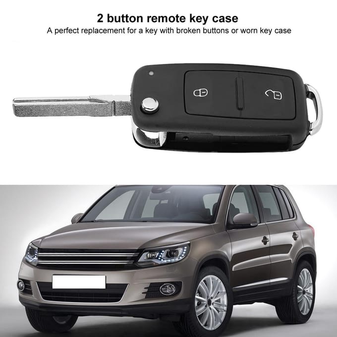 Coque de remplacement pour clé télécommande pliable à 2 boutons, compatible avec VW GOLF IV, POLO, TRANSPORTER gray