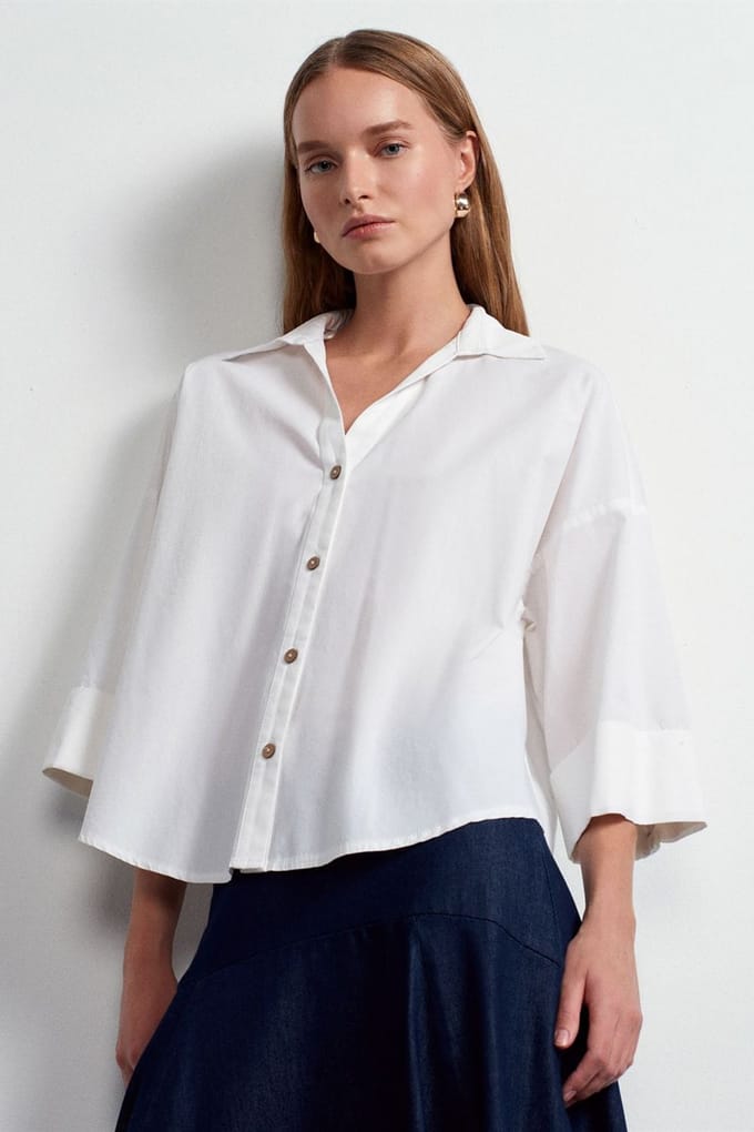 Losse Katoenen Poplin Shirt