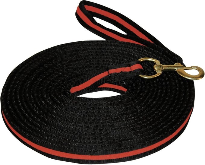 Softlong 8 meter met comfortabele grip en draaibare karabijnhaak in zwart/rood