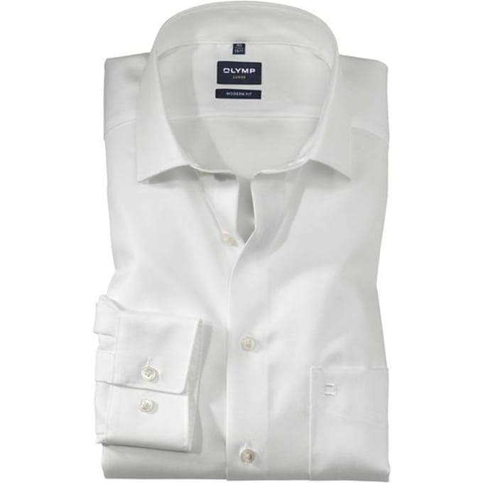 OLYMP Luxor modern fit overhemd - beige twill - Strijkvrij - Boordmaat: 37