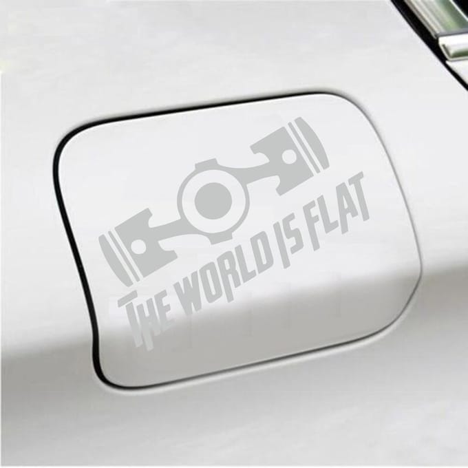 Bumpersticker - The World Is Flat - 14 X 19 - Licht Grijs