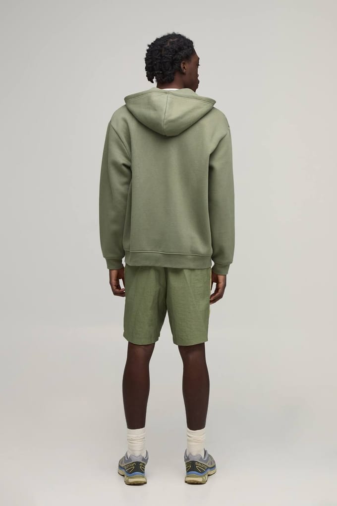 Ontspannen Pasvorm Kleurblok Middellange Nylon Shorts | Green | Size Medium