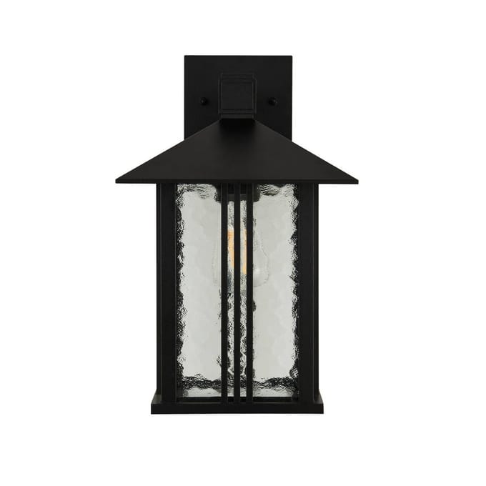 Searchlight Buitenwandlamp Venice, zwart, hoogte 36 cm, metaal/glas