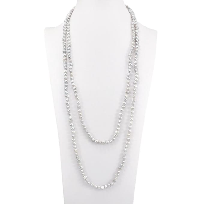 PROUD PEARLS® Lange barok parelketting zilvergrijs