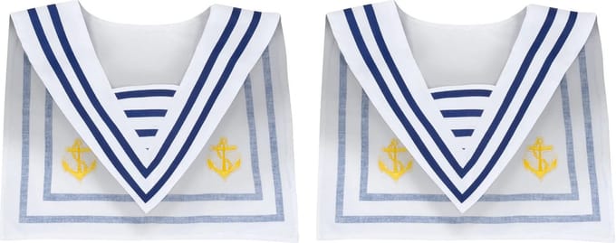 Boland Carnaval verkleed kraag matroos/zeeman - 4x - wit/blauw - maritiem thema feest accessoires