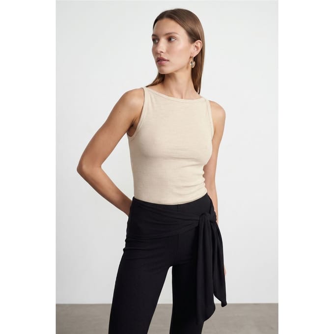 Geribbelde Katoenen Halterblouse