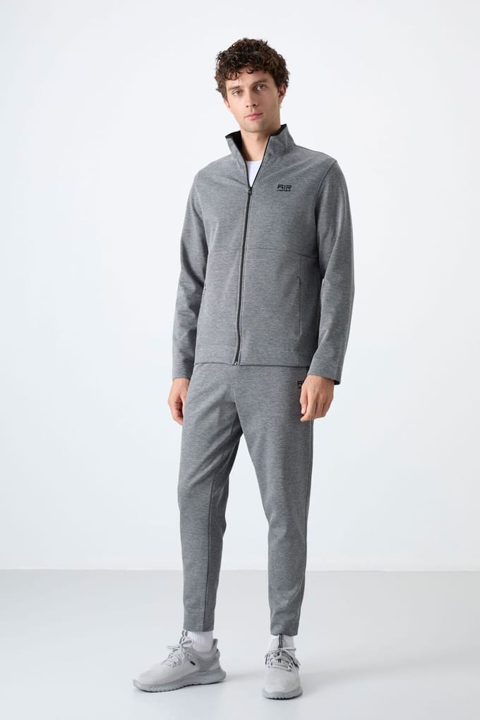 Heren Sweatshirt en Broek Set met Ritskraag
