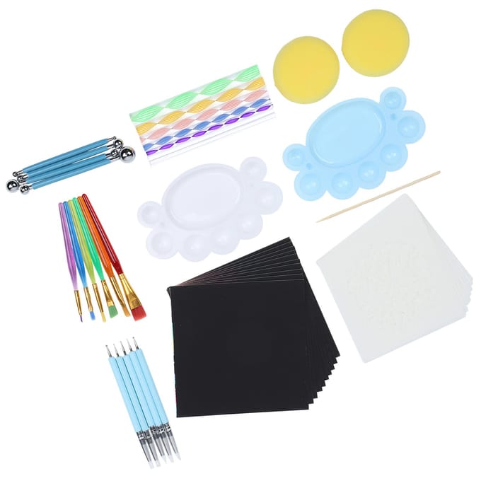 Ensemble d'outils de pointillage Mandala 47 pièces Gabarit de peinture artistique DIY Mini chevalet Accessoires white
