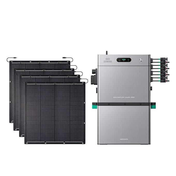 Zendure SolarFlow 2400 Pro - SolarFlow 2400 Pro (2.4 kWh) / 1*AB3000L (2.88 kWh) / 4*230W Flexible Solar Panel (920Wp)