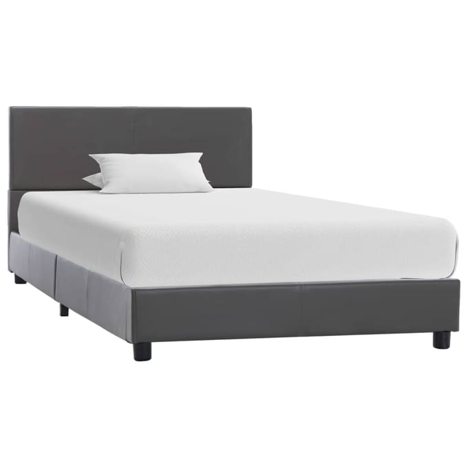 vidaXL - Bedframe - kunstleer - grijs - 90x200 - cm