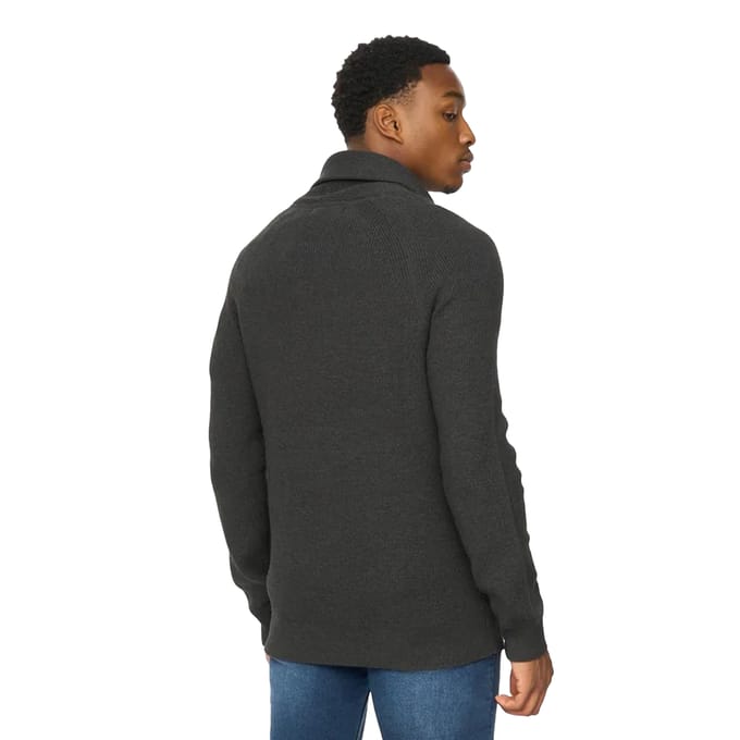 Duck and Cover Heren Venosa Sjaalkraag Cardigan (Basaltgrijs)