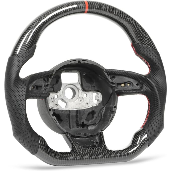 Koolstofvezel Stuurwiel Geperforeerd Leer Rode Stiksels voor B8.5 RS3 RS4 RS5 RS6 RS7 2013‑2016 black