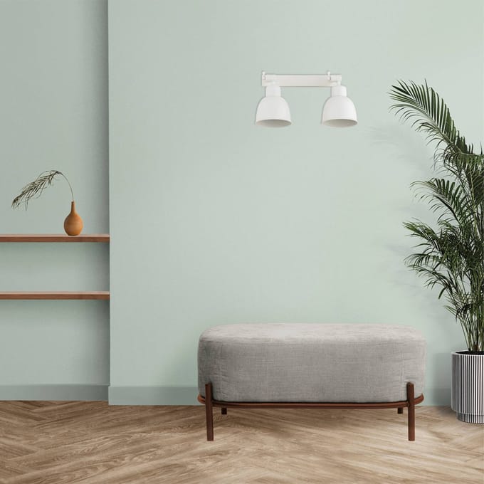 Argon Wandlamp Emoti, beige, 2-lamps, staal, lengte 27 cm