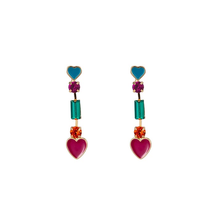 Go Dutch Label Oorknoppen heart drop stone Multi