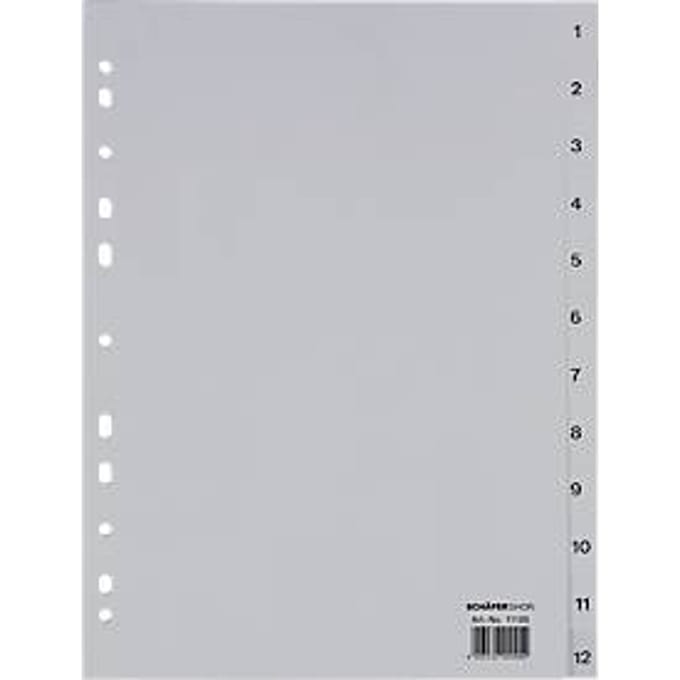 Schäfer Shop Select mappenindex, voor DIN A4, numeriek, 12 vakken, polypropeen, grijs
