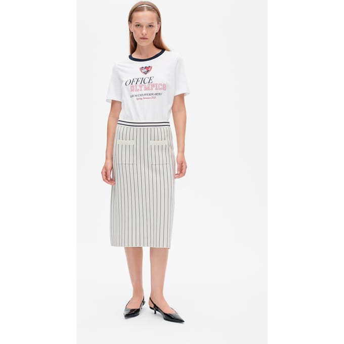 Baum und Pferdgarten Celie Skirt Creme Navy Stripe Größe: M | Midiröcke Outlet | Damen | Blau