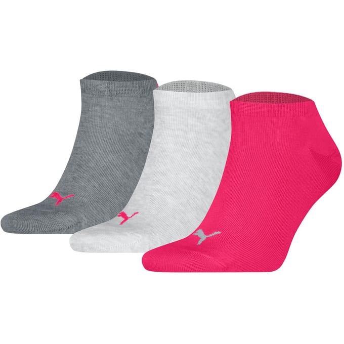 PUMA Sneakersokken Unisex 3-Pack Middle Grey Melange / Pink