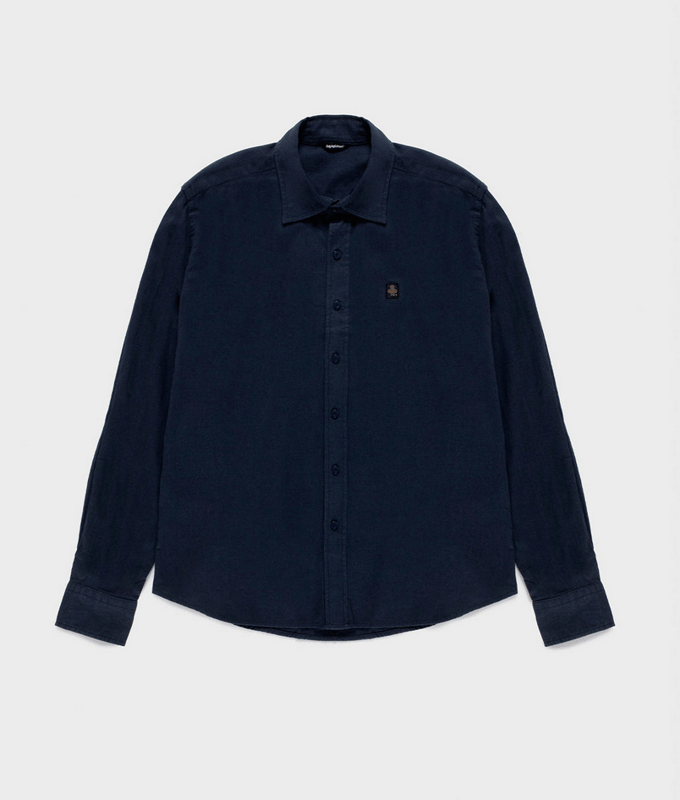 shirt gemengd linnen man marine blazer