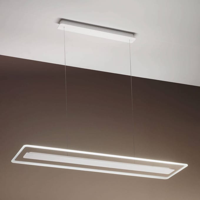 Linea Light LED hanglamp Antille, glas, rechthoekig, wit
