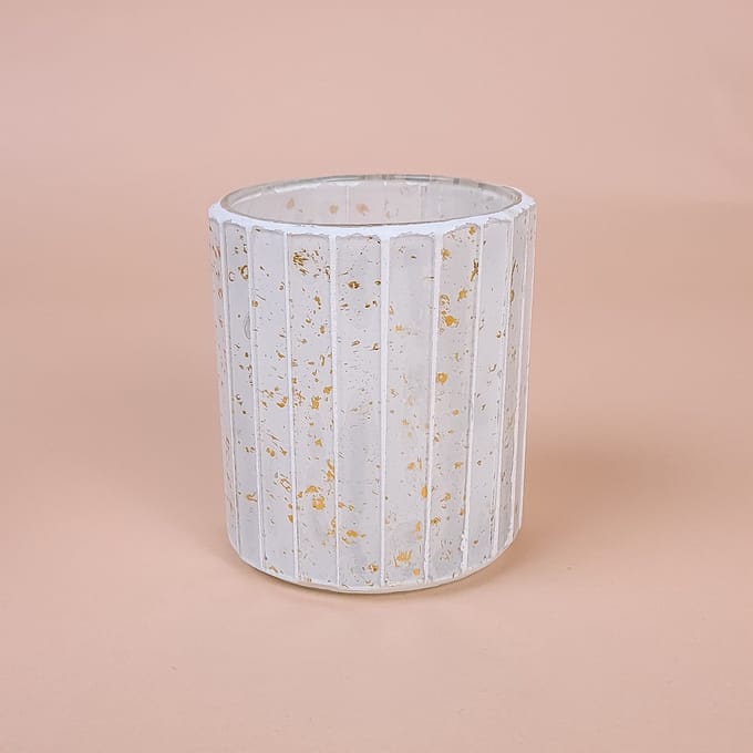 Diga Colmore Theelicht Wit Goud Mozaïek Glas Ø7 x 8 cm