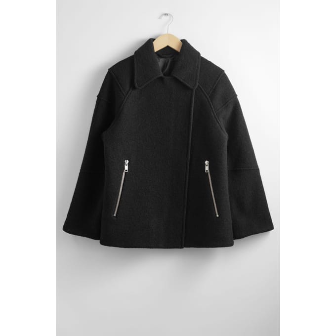 & Other Stories Jodie Wool Biker Jacket Black Maat: XS | Leren Jassen Outlet | Dames | Zwart