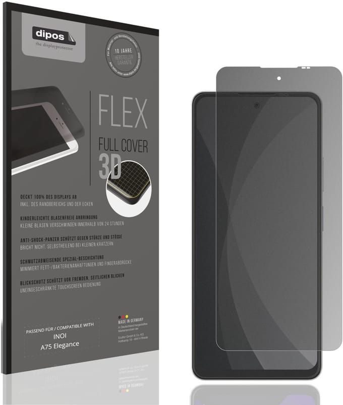 dipos FLEX – Matte Privacy Screenprotector geschikt voor INOI A75 Elegance | Volledige Schermbescherming | Case-Friendly