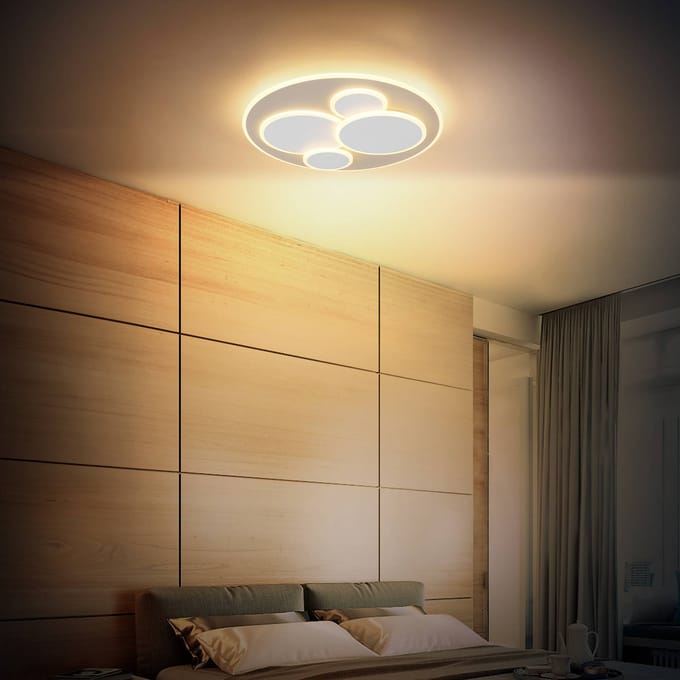 Globo LED plafondlamp Monty, Ø 49 cm, wit/zandkleurig metaal/kunststof