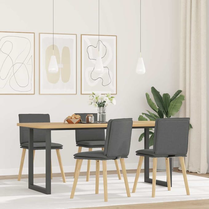 vidaXL - Eetkamerstoelen - 4 - st - stof - donkergrijs