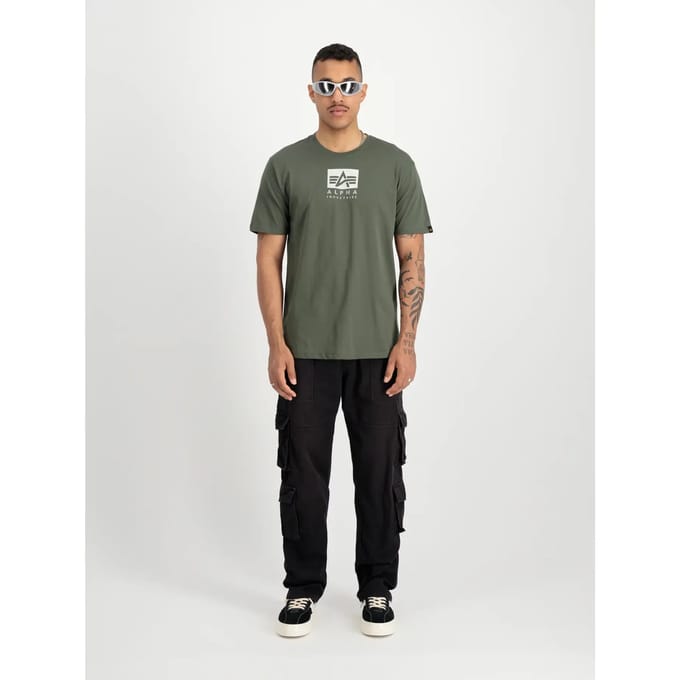 T-shirt met satijnen logo Alpha Industries