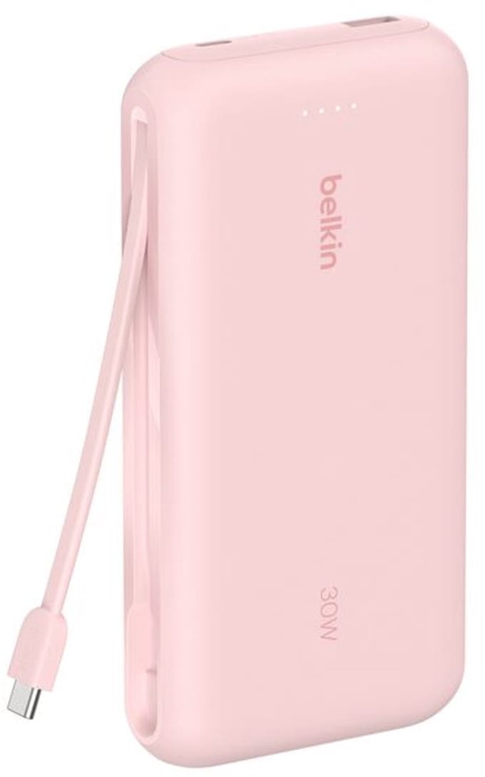 Belkin BoostCharge power bank - with integrated cable - 2 x USB-C USB - 30 Watt - MFI Certified - 20000 mAh