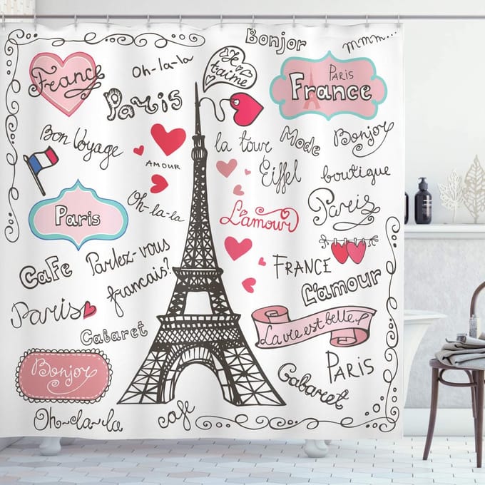ABAKUHAUS Douchegordijn – Eiffeltoren Parijs – 175x200 cm – Polyester