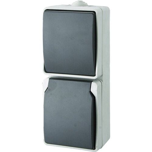 GAO 9878 Standaard Schakel-/stopcontact combinatie spatwaterdicht Grijs 1 stuk(s)