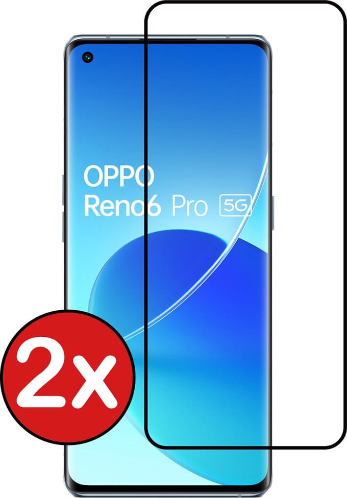 Screenprotector - 2 Stuks - Geschikt voor OPPO Reno 6 Pro - Full Cover - Beschermglas - Gehard Glas - Tempered Glass - Screen Protector