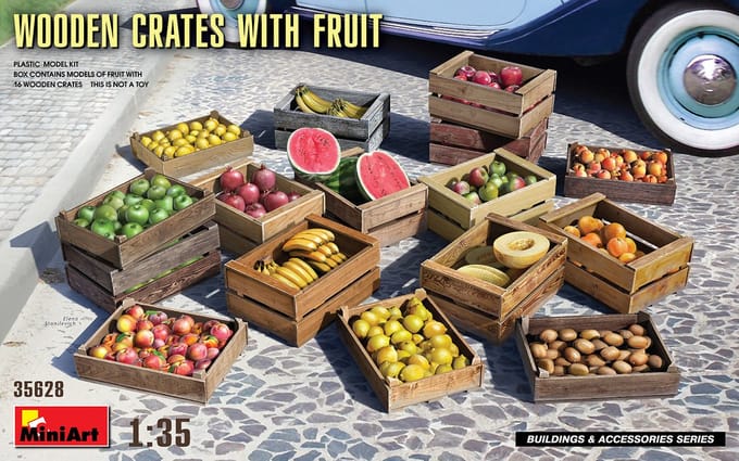 MiniArt Modelbouwpakket Militaire voertuigen - 35628 Wooden Crates with fruit Plastic - 1:35 - Modelbouw