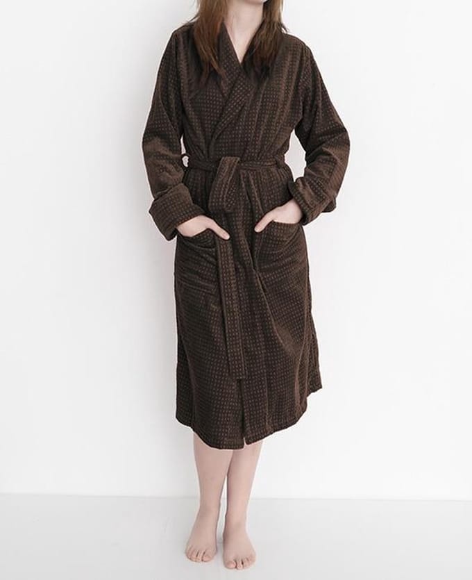 HnL Badjas Velours Carré - Dark Earth - Maat L