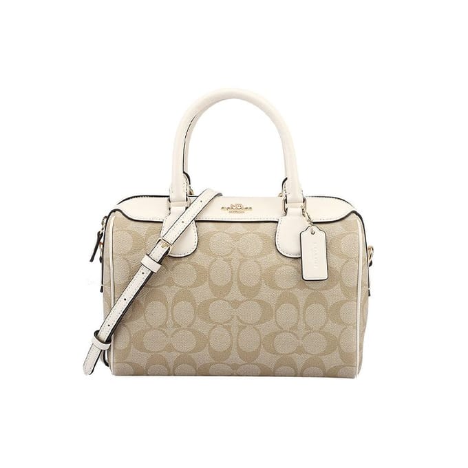 Coach Bennett 23 Verstelbare Riem Ritssluiting Boston Tas Dames Schoudertas Wit Kaki 32203-IMDQC Basic Set (Bag+Dust Bag) white