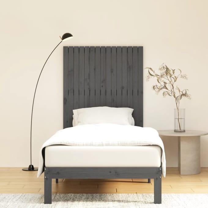 vidaXL - Wandhoofdbord - 95,5x3x110 - cm - massief - grenenhout - grijs