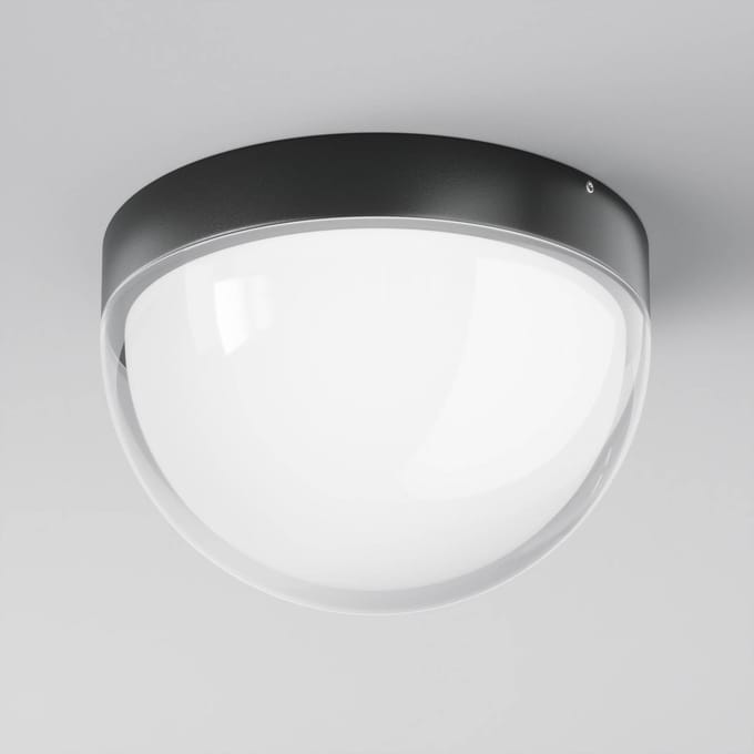 Maytoni LED buiten plafondlamp Mon, grafiet, Ø 18 cm, IP65, 3.000K