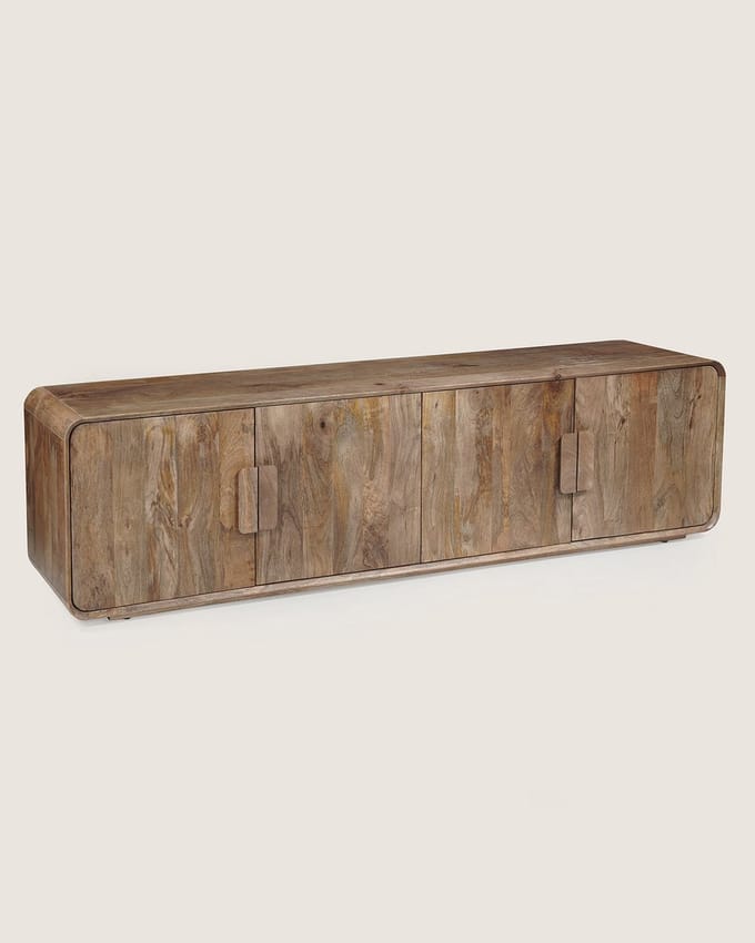 TV Meubel 200 cm Mangohout – 4 Deuren – Bruin – Landelijk