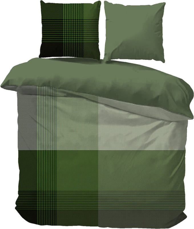 iSleep Dekbedovertrek Erik - Eenpersoons - 140x200/220 cm - Groen