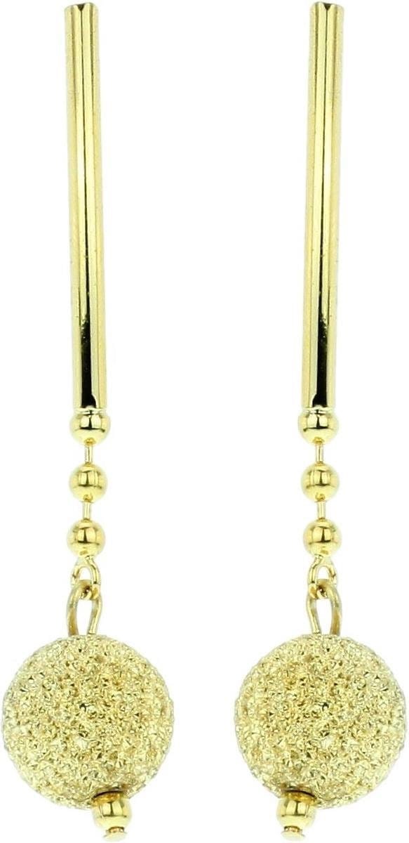 Behave - Oorbellen hanger staaf - Goudkleur met bol - Minimal chic