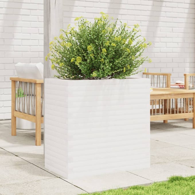 vidaXL - Plantenbak - 70x40x68,5 - cm - massief - grenenhout - wit