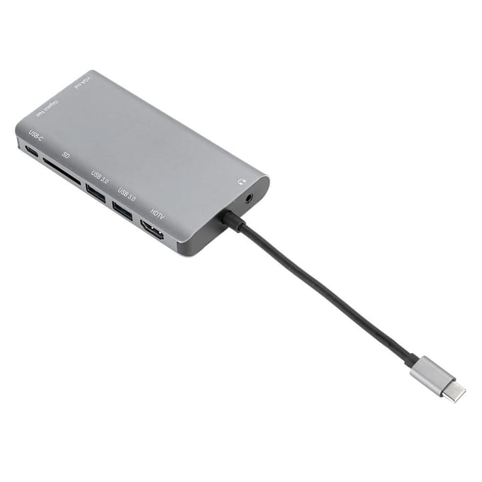 TypeC Docking Station Notebook Accessoires 8in1 4K USB3.0 Hub HDMI VGA o Poort Grijs gray