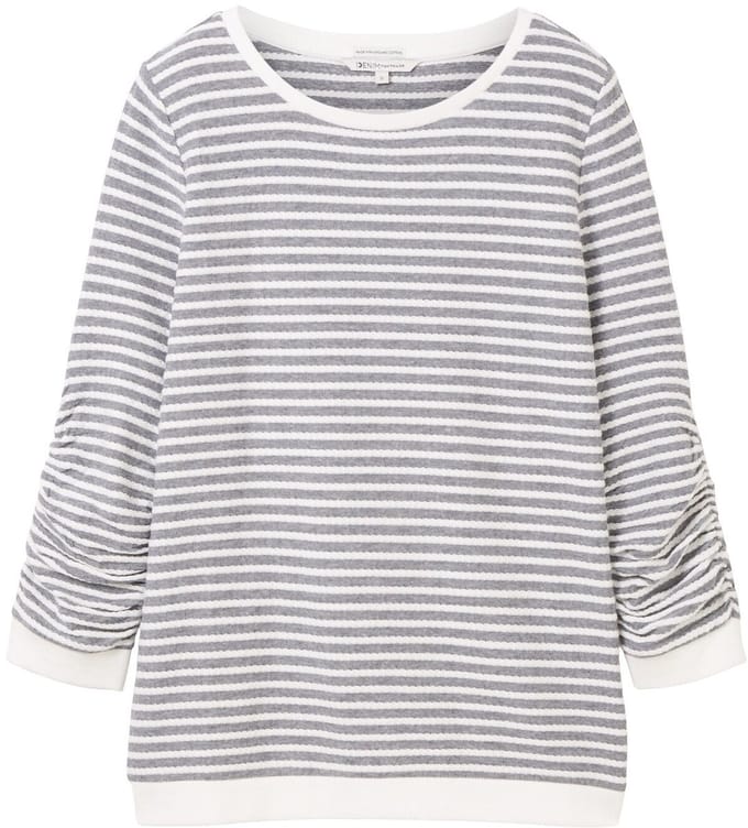 TOM TAILOR Gestreepte Top 3/4 mouw Ronde hals Regular Fit Shirt Gestreept Jacquard Sweater